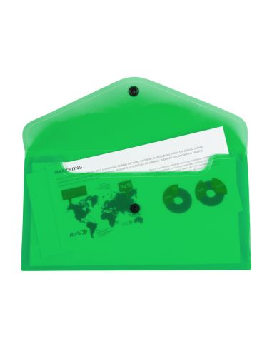 Carpeta Liderpapel Dossier Broche Polipropileno Tamaño Sobre Americano 260X140Mm Verde Translucido