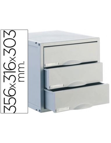 Fichero Cajones De Sobremesa Archisystem 356X316X303 Mm 3 Cajones Color Gris