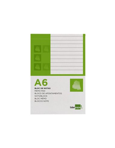 Bloc Notas Liderpapel Horizontal A6 80 Hojas 60G/M2 Perforado