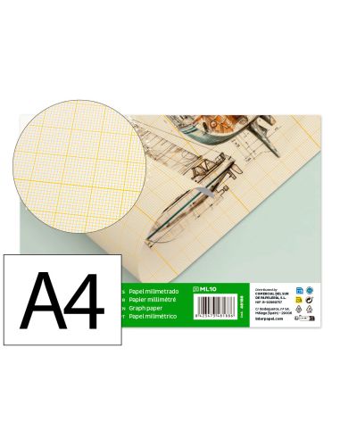 Papel Dibujo Liderpapel 210X297Mm 80G/M2 Milimetrado Pack De 10 Hojas