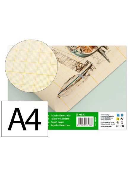 Papel Dibujo Liderpapel 210X297Mm 80G/M2 Milimetrado Pack De 10 Hojas