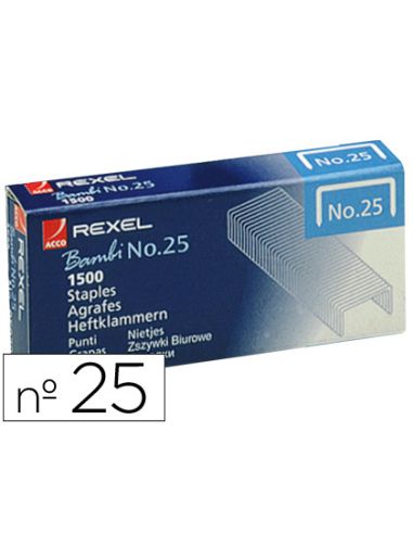 Grapas Rexel Nº25 21/4 Caja De 1500 Unidades