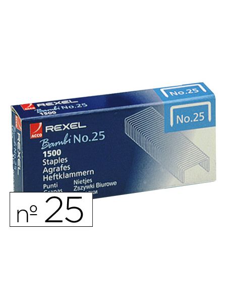 Grapas Rexel Nº25 21/4 Caja De 1500 Unidades