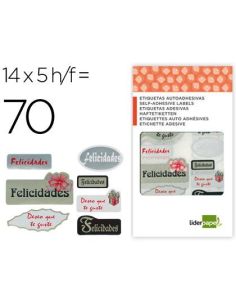 Etiqueta Liderpapel Adhesiva Felicidades / Deseo Que Te Guste Sobre De 70 Unidades