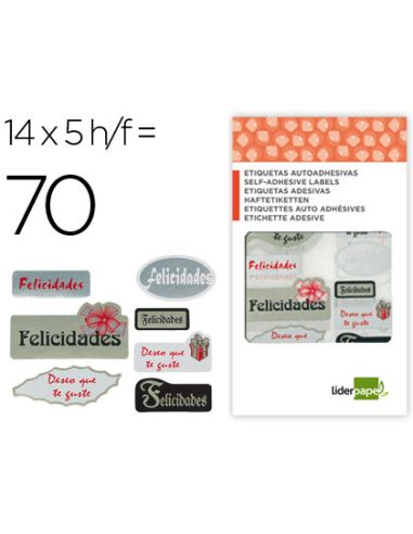 Etiqueta Liderpapel Adhesiva Felicidades / Deseo Que Te Guste Sobre De 70 Unidades