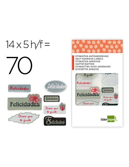 Etiqueta Liderpapel Adhesiva Felicidades / Deseo Que Te Guste Sobre De 70 Unidades