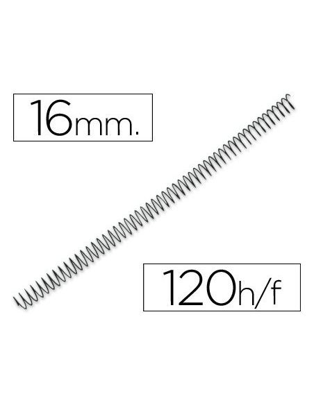 Espiral Metalico Yosan Negro Paso 64 5:1 16 Mm Calibre 1,20 Mm