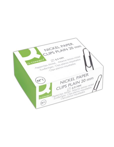 Clips Niquelados Q-Connect Nº1 20 Mm Caja De 100 Unidades