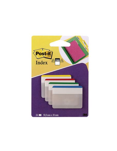 Banderitas Separadoras Rigidas Dispensador 4 Colores Post-It Index 686F-1 Grandes 24 Banderitas
