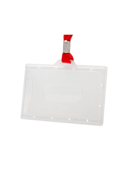 Identificador Q-Connect Kf03303 Con Cordon Plano Rojo Y Apertura Lateral 94X60 Mm
