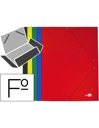 Carpeta Liderpapel Gomas Tres Solapas Carton Plastificado Folio Colores Surtidos