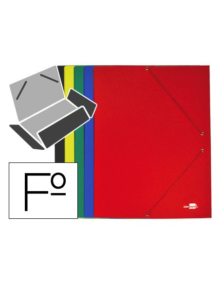 Carpeta Liderpapel Gomas Tres Solapas Carton Plastificado Folio Colores Surtidos