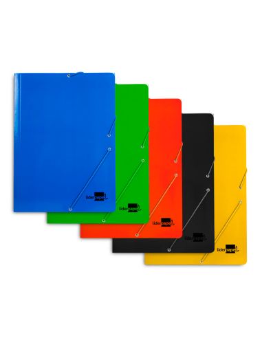 Carpeta Liderpapel Gomas Tres Solapas Carton Plastificado Folio Colores Surtidos