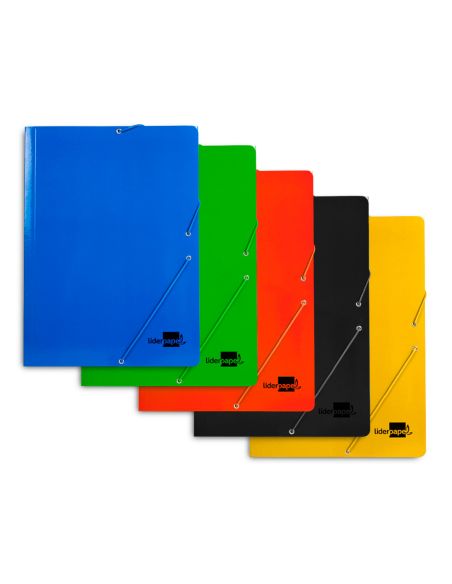 Carpeta Liderpapel Gomas Tres Solapas Carton Plastificado Folio Colores Surtidos