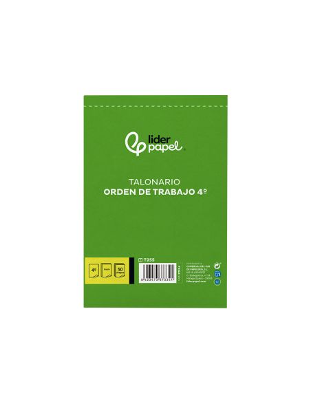 Talonario Liderpapel Orden De Trabajo Cuarto Original Y Copia T255