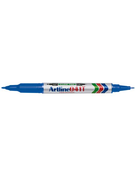 Rotulador Artline Marcador Permanente Ek-041T Azul Doble Punta 0.4 Y 1.0 Mm