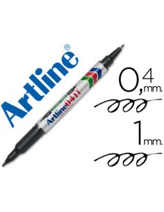 Rotulador Artline Marcador Permanente Ek-041T Negro Doble Punta 0,4 Y 1,0 Mm