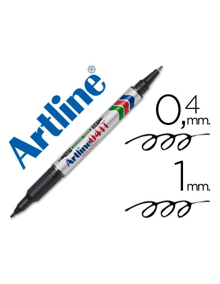 Rotulador Artline Marcador Permanente Ek-041T Negro Doble Punta 0,4 Y 1,0 Mm
