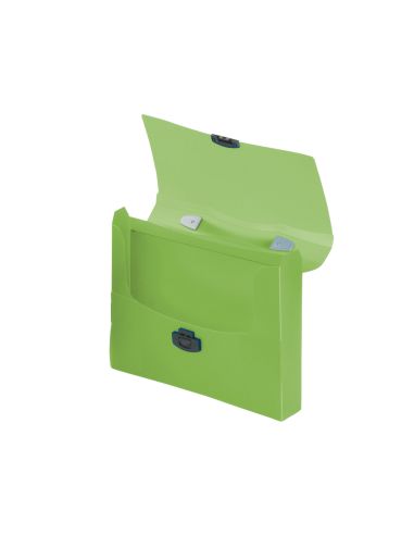 Carpeta Liderpapel Portadocumentos Broche Polipropileno Din A4 Verde Transparente Con Asa