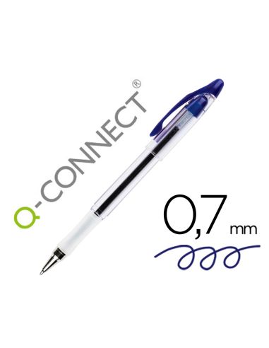 Boligrafo Q-Connect Delta Azul Sujecion De Caucho Con Capuchon