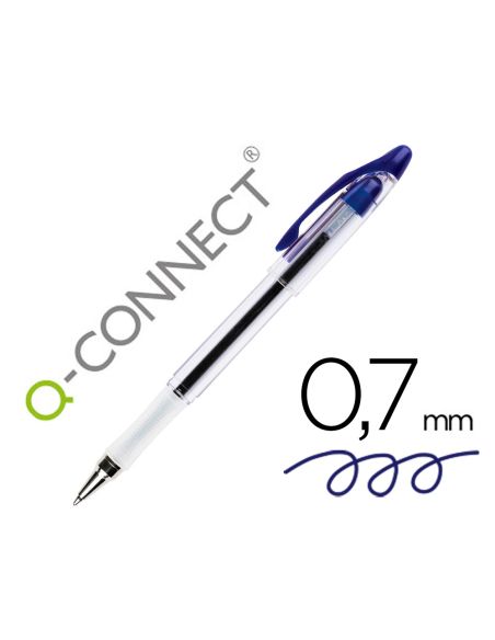 Boligrafo Q-Connect Delta Azul Sujecion De Caucho Con Capuchon
