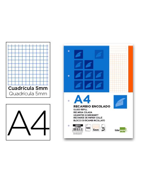 Bloc Encolado Liderpapel Cuadro 5Mm Naranja A4 Natural 100 Hojas 70 G/M2