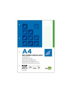 Bloc Encolado Liderpapel Cuadro 5Mm Verde A4 Natural 100 Hojas 70 G/M2 2