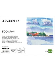 Bloc Dibujo Liderpapel Acuarela Encolado 210X297Mm 20 Hojas 300G/M2 Sin Recuadro 2