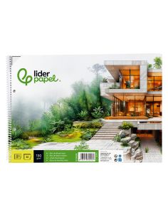 Bloc Dibujo Liderpapel Lineal Espiral 230X325Mm 20 Hojas 130Gr/M2 Con Recuadro 2 Taladros Perforado 2