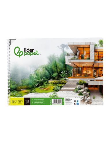 Bloc Dibujo Liderpapel Lineal Arquitectura Espiral 230X325 Mm 20 Hojas 130G/M2 Con Recuadro Perforado