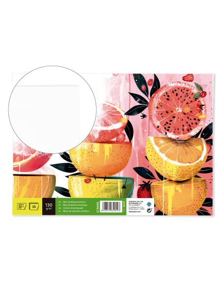 Bloc Dibujo Liderpapel Artistico Encolado 230X325Mm 20 Hojas 130G/M2 Sin Recuadro