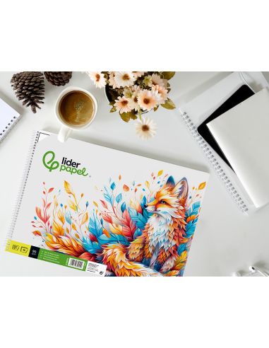 Bloc Dibujo Liderpapel Escolar Espiral 230X325Mm 20 Hojas 90 Gr/M2 Con Recuadro