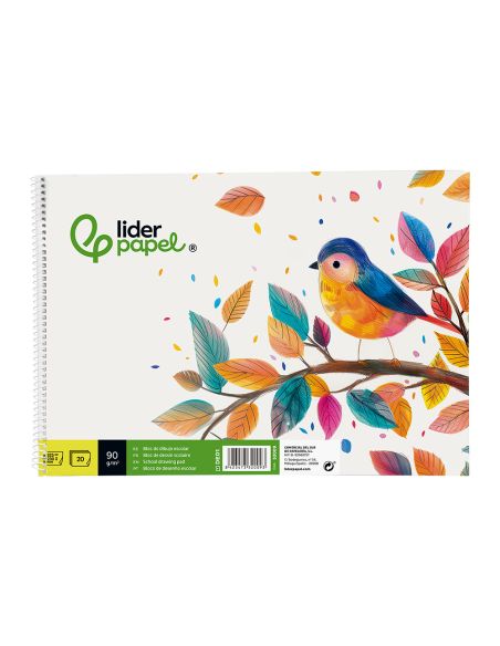 Bloc Dibujo Liderpapel Escolar Espiral 230X325Mm 20 Hojas 90 Gr/M2 Sin Recuadro