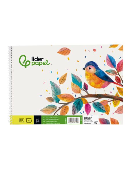 Bloc Dibujo Liderpapel Escolar Espiral 155X215Mm 20 Hojas 90 Gr/M2 Sin Recuadro
