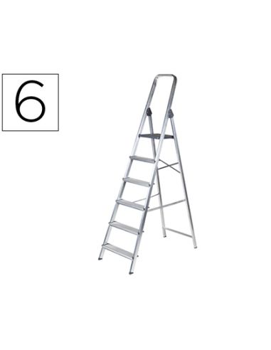 Escalera Q-Connect De Aluminio 6 Peldaños 1203X510X1895 Mm Peso Maximo 150 Kg En-131