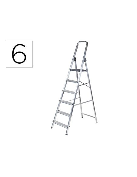 Escalera Q-Connect De Aluminio 6 Peldaños 1203X510X1895 Mm Peso Maximo 150 Kg En-131