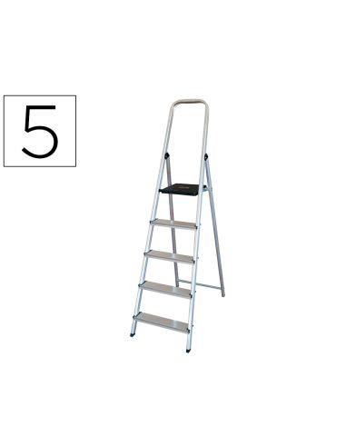 Escalera Q-Connect De Aluminio 5 Peldaños 1062X483X1675 Mm Peso Maximo 150 Kg En-131