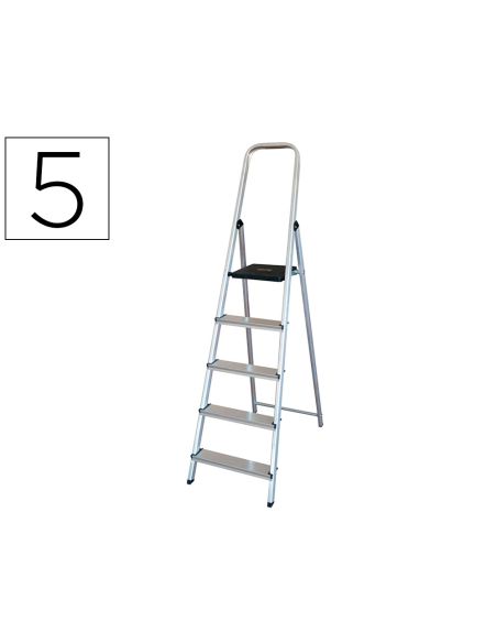 Escalera Q-Connect De Aluminio 5 Peldaños 1062X483X1675 Mm Peso Maximo 150 Kg En-131