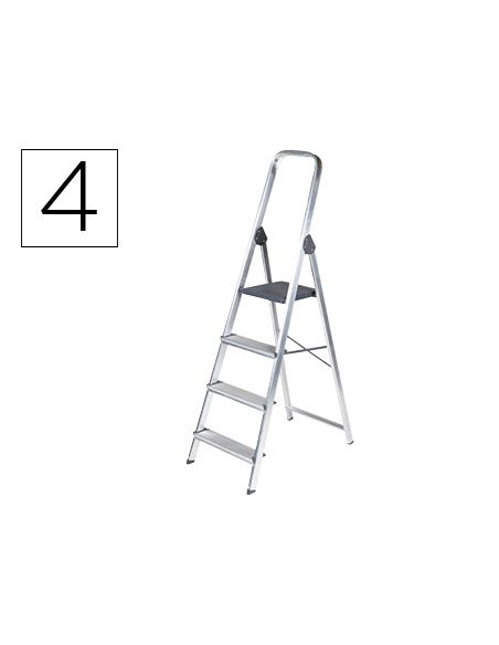 Escalera Q-Connect De Aluminio 4 Peldaños 860X462X1470 Mm Peso Maximo 150 Kg En-131|Libreriasalesiana