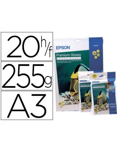 Papel Fotografico Epson Din A3 Premium Glossy 255 Gr Pack De 20 Hojas|Libreriasalesiana