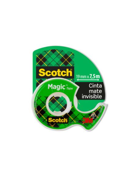 Cinta Adhesiva Scotch Magic Invisible 7,5 Mt X 19 Mm En Portarrollo