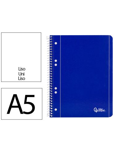 Cuaderno Espiral Liderpapel A5 Micro Serie Azul Tapa Blanda 80H 75Gr Liso 6 Taladros Azul