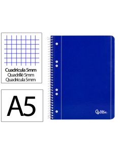 Cuaderno Espiral Liderpapel A5 Micro Serie Azul Tapa Blanda 80H 75Gr Cuadro5Mm 6 Talad Ros Azul