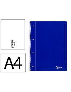 Cuaderno Espiral Liderpapel A4 Micro Serie Azul Tapa Blanda 80H 75Gr Liso Con Margen 4 Taladros Azul