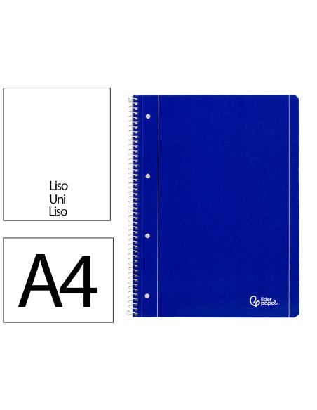 Cuaderno Espiral Liderpapel A4 Micro Serie Azul Tapa Blanda 80H 75Gr Liso Con Margen 4 Taladros Azul