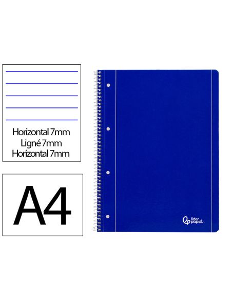 Cuaderno Espiral Liderpapel A4 Micro Serie Azul Tapa Blanda 80H 75Gr Horizontal Con Ma Rgen 4 Taladros Azul