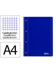 Cuaderno Espiral Liderpapel A4 Micro Serie Azul Tapa Blanda 80H 75Gr Cuadro 5Mm Con Mar Gen 4 Taladros Azul