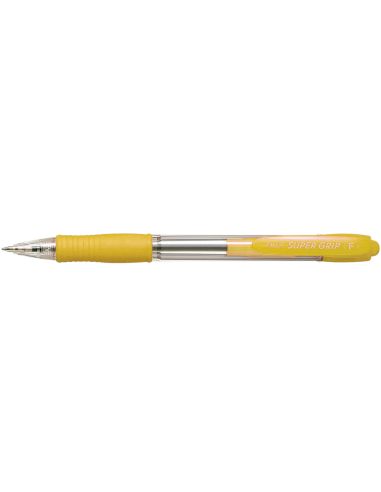 Boligrafo Pilot Super Grip Amarillo Retractil Sujecion De Caucho Tinta Base De Aceite