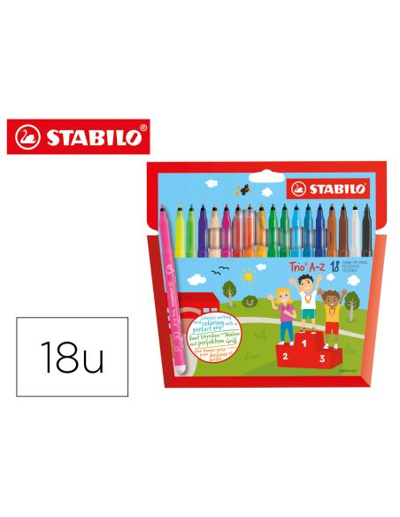 Rotulador Escolar Stabilo Trio A-Z Bolsa De 18 Unidades Colores Surtidos