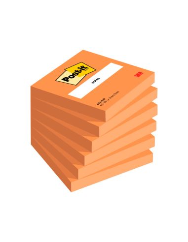 Bloc De Notas Adhesivas Quita Y Pon Post-It 76X76 Mm Naranja Neon Con 100 Hojas